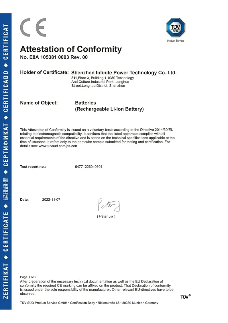 ht infinite power related certificates
